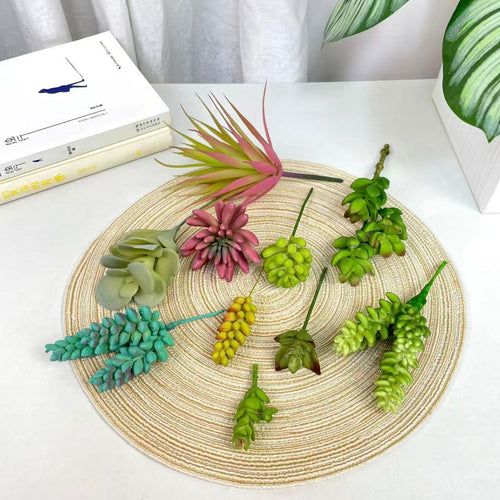Artificial Succulent Plants Set - variety flat lay