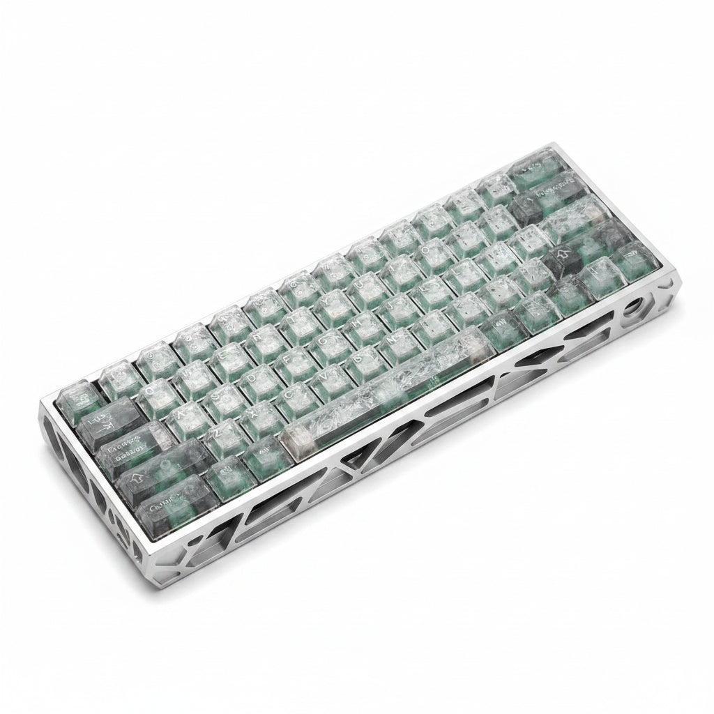 Carbon Fiber Transparent Keycaps - side angle view