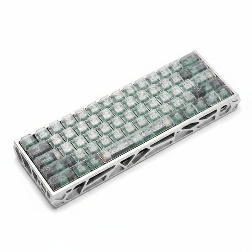 Carbon Fiber Transparent Keycaps - side angle view